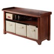 Winsome Verona Storage Solid Wood Bench with 3 Foldable Baskets - Walnut