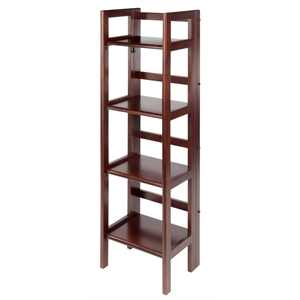 Winsome Terry 4-Tier Solid Wood Folding Book Shelf in Antique Walnut