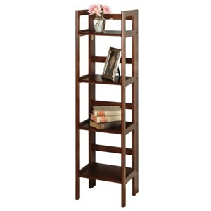 winsome wooden folding bookcase in antique walnut