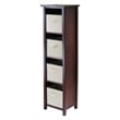 Winsome Verona 5-Tier Tall Storage Shelf Solid Wood Baskets Bookcase in Walnut