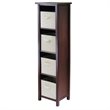 Winsome Verona 5-Tier Tall Storage Shelf Solid Wood Baskets Bookcase in Walnut