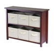 Winsome Verona 3-Tier Long Storage Shelf Solid Wood Baskets Bookcase in Walnut