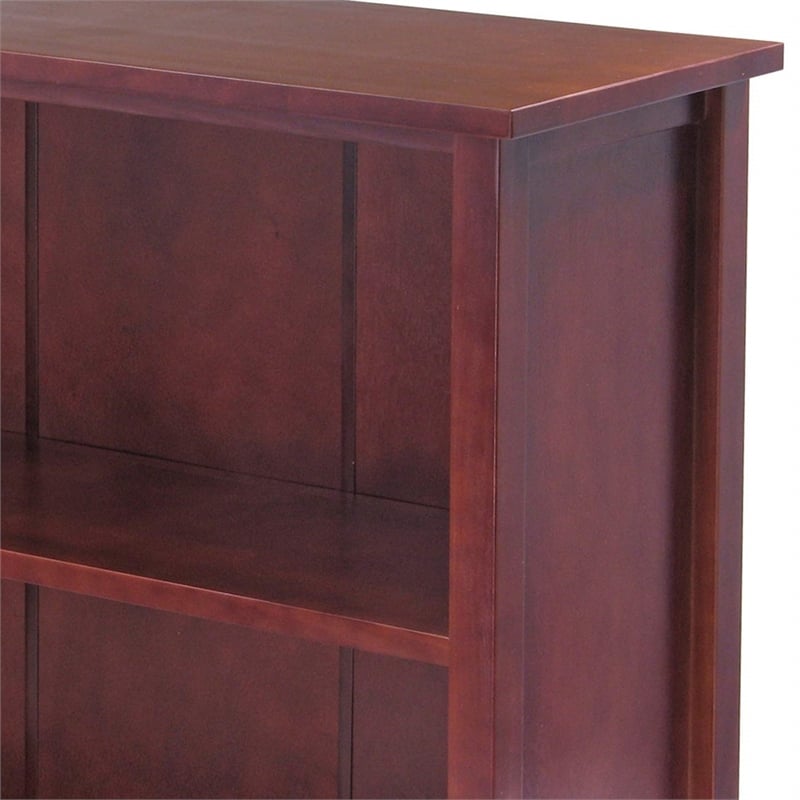 Winsome Verona 3-Tier Long Storage Shelf Solid Wood Baskets Bookcase in Walnut