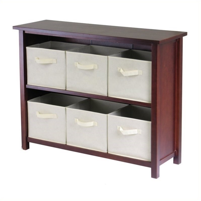 30 3 Tier Milan Storage Shelf or Bookshelf Long Walnut - Winsome