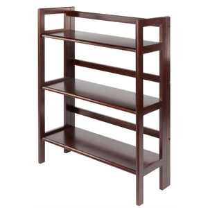 Winsome Terry 3-Tier Solid Wood Folding Book Shelf in Antique Walnut