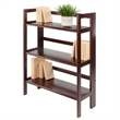 Winsome Terry 3-Tier Solid Wood Folding Book Shelf in Antique Walnut