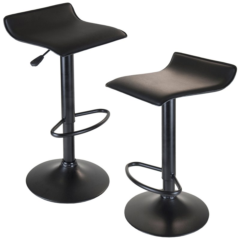 Winsome Obsidian Faux Leather Adjustable Swivel Bar Stool Set of 2