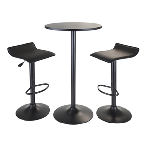 Winsome Obsidian 3-Piece Round Contemporary Wood/Metal Pub Set in Black