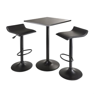 Winsome Obsidian 3-Piece Square Metal Counter Height Dining Set in Black