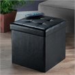 Winsome Ashford Transitional Faux Leather Storage Cube Ottoman in Black