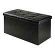 Winsome Ashford Storage Transitional Faux Leather Ottoman Bench in Black