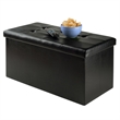 Winsome Ashford Storage Transitional Faux Leather Ottoman Bench in Black