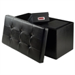 Winsome Ashford Storage Transitional Faux Leather Ottoman Bench in Black