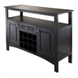 Winsome Jasper Transitional Wood Buffet Table with Wine Storage in Black