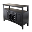 Winsome Jasper Transitional Wood Buffet Table with Wine Storage in Black