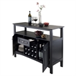 Winsome Jasper Transitional Wood Buffet Table with Wine Storage in Black