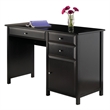 Winsome Delta Office Transitional Solid Wood Writing Desk in Black
