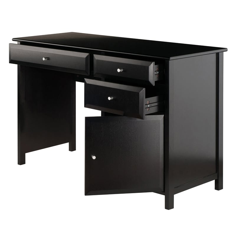 Winsome Delta Office Transitional Solid Wood Writing Desk in Black