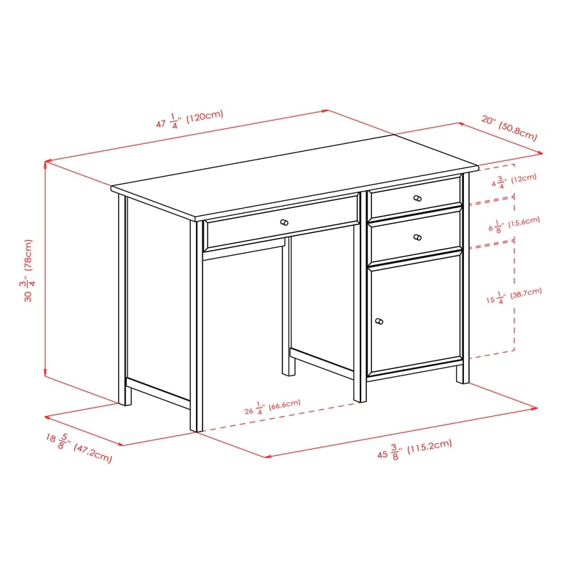 Winsome Delta Office Transitional Solid Wood Writing Desk in Black
