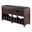 Winsome Colin Cushion Storage Solid Wood Bench with Baskets in Cappuccino