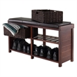 Winsome Colin Cushion Storage Solid Wood Bench with Baskets in Cappuccino