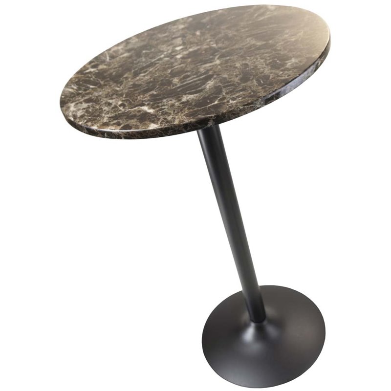 Winsome Cora Round Faux Marble Top Pub Table in Black 76124