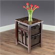 Winsome Zoey Faux Marble Top Solid Wood Side Table with 2 Baskets in Walnut