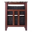 Winsome Zoey Faux Marble Top Solid Wood Side Table with 2 Baskets in Walnut