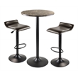 Winsome Cora 3-Piece Round Top Transitional Faux Marble/Metal Pub Set in Black