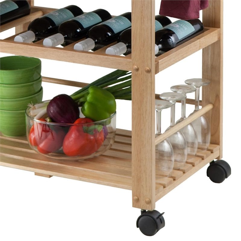 Winsome Finland Transitional Solid Wood Kitchen Cart in Natural