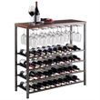 Winsome Michelle Metal & Wood Wine Rack with Glass in Antique Bronze