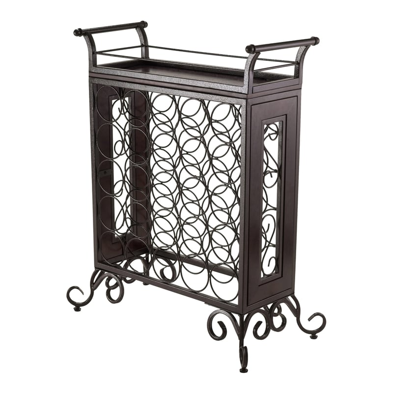 Winsome Silvano Transitional Wood/Metal Wine Rack with Removable Tray in Bronze