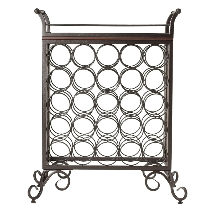 Winsome Silvano Transitional Wood/Metal Wine Rack with Removable Tray in Bronze