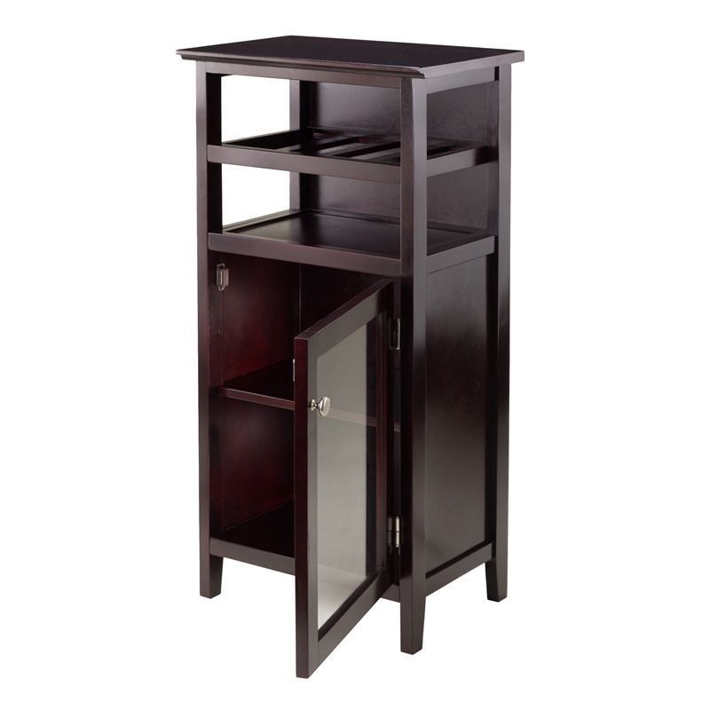Winsome Alta Transitional Solid Wood Home Bar Cabinet in Espresso