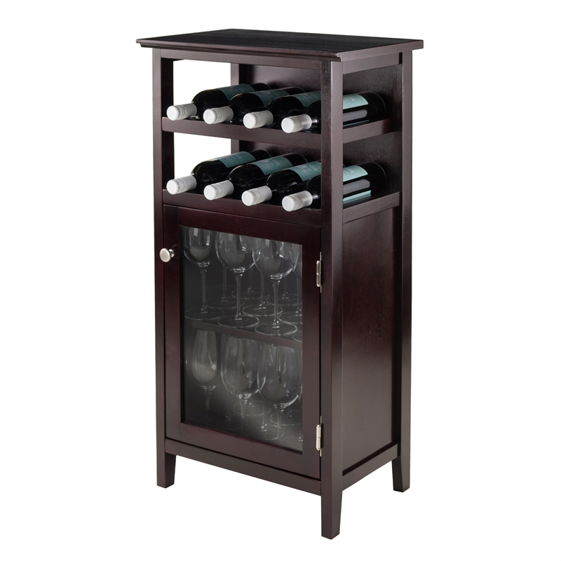 Winsome Alta Transitional Solid Wood Home Bar Cabinet in Espresso