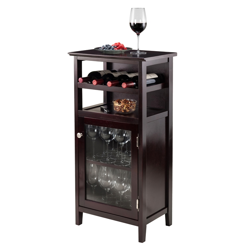 Winsome Alta Transitional Solid Wood Home Bar Cabinet in Espresso