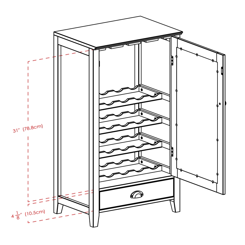 Winsome Bordeaux Modular Transitional Solid Wood Home Bar Cabinet in Espresso