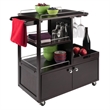 Winsome Galen Transitional Solid Wood Bar Cart with Serving Tray in Espresso