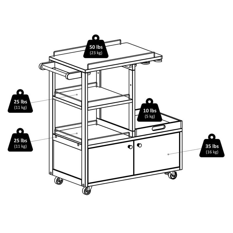Winsome Galen Transitional Solid Wood Bar Cart with Serving Tray in Espresso