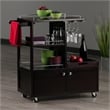 Winsome Galen Transitional Solid Wood Bar Cart with Serving Tray in Espresso