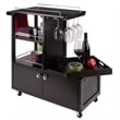 Winsome Galen Transitional Solid Wood Bar Cart with Serving Tray in Espresso