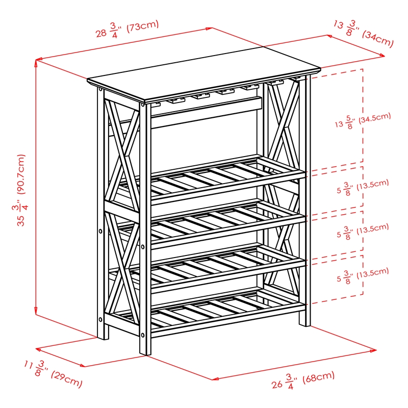 Winsome Rio Transitional Solid Wood Wine Rack with Glass Racks in Espresso