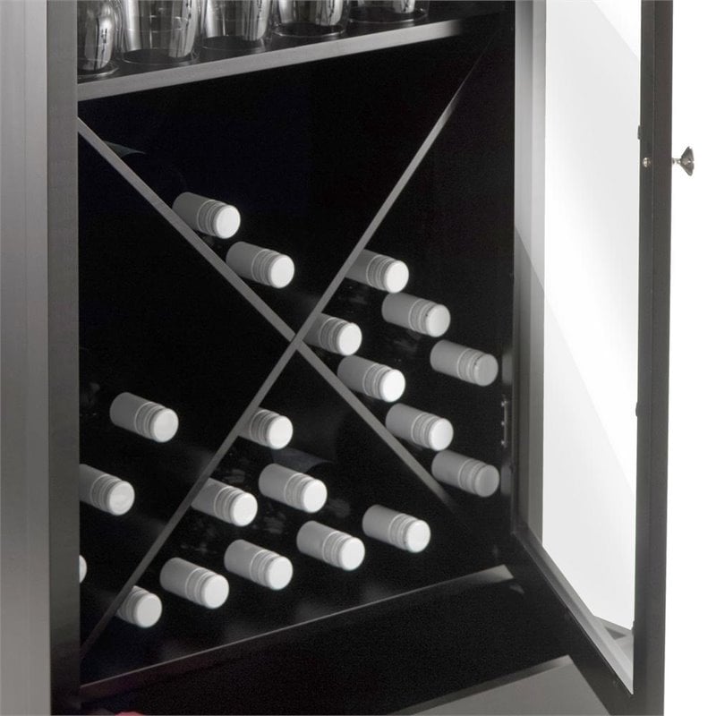 Winsome Bordeaux X Panel Transitional Solid Wood Home Bar Cabinet in Espresso