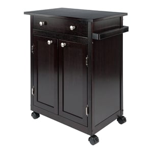 winsome savannah transitional solid wood kitchen cart in espresso