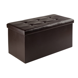 Winsome Ashford Transitional Faux Leather Storage Ottoman Bench in Espresso