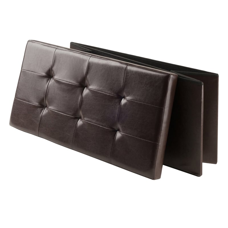Winsome Ashford Transitional Faux Leather Storage Ottoman Bench in Espresso