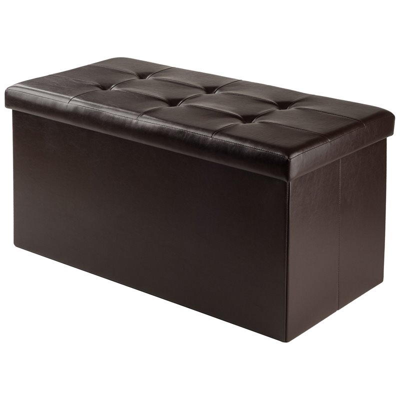 Winsome Ashford Faux Leather Storage Ottoman Bench in Espresso
