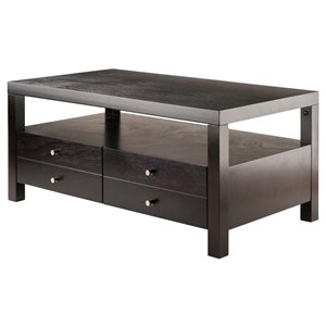 Winsome Copenhagen 2-Drawers Transitional Solid Wood Coffee Table in Espresso