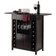 Winsome Yukon Transitional Solid Wood Home Bar Cabinet in Espresso