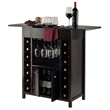 Winsome Yukon Transitional Solid Wood Home Bar Cabinet in Espresso